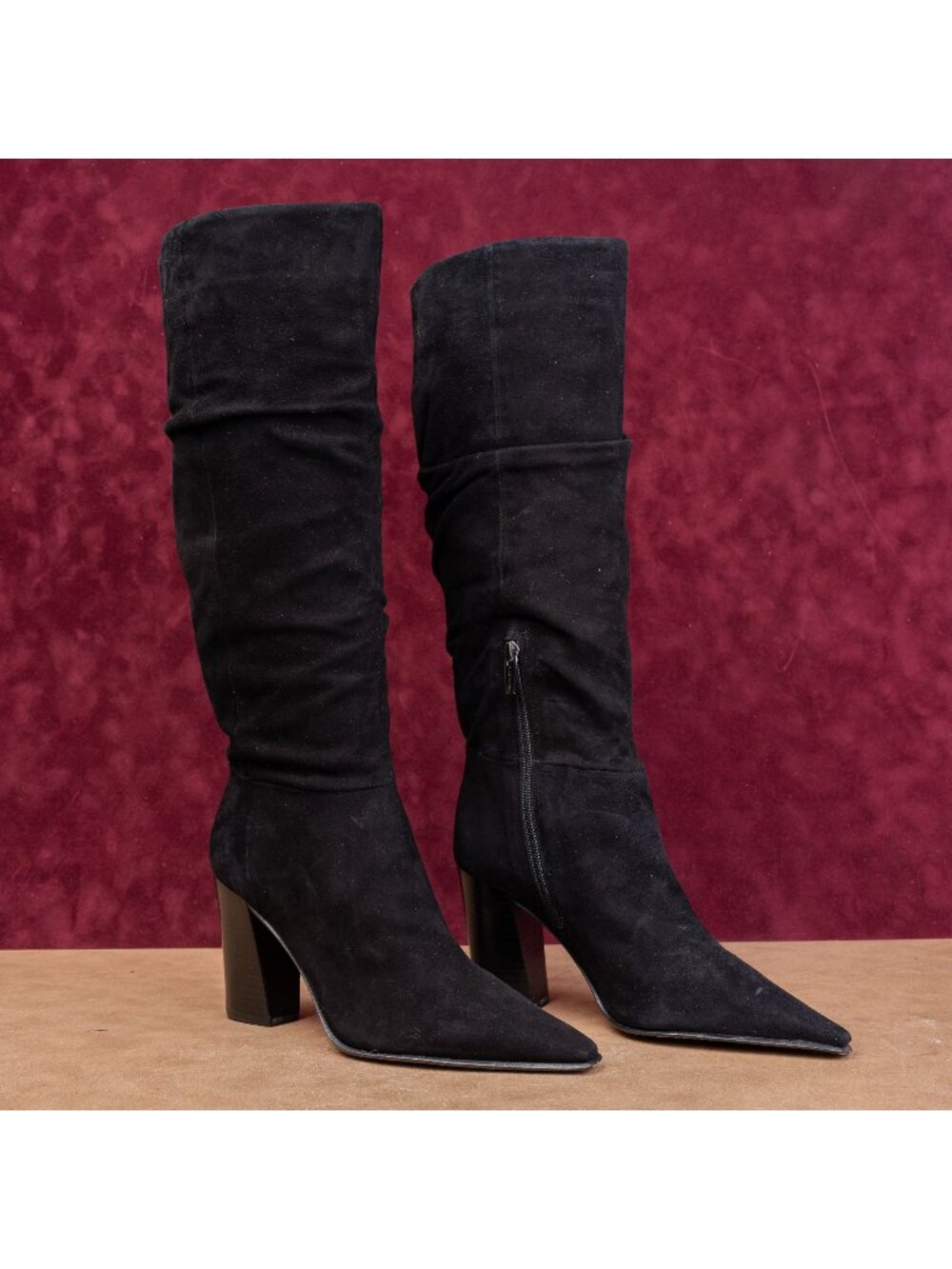 Vince Camuto Women Derika Fashion Black Suede Pointy Toe Zip Tall Boots sz 9